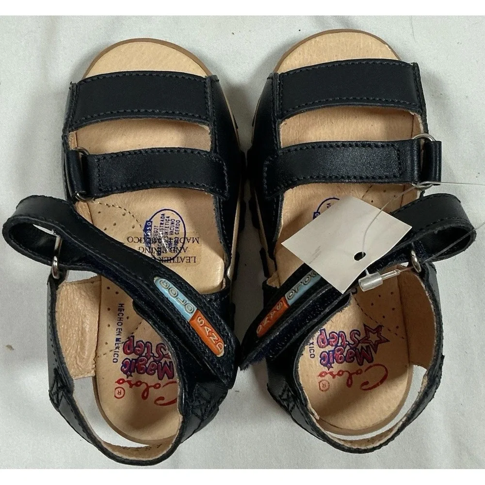 Coloso Magic Step Kids Leather Sandals Size 7 EUR 23 Black Made in Mexico New